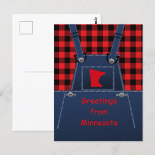 Carte Postale Buffalo Plaid Buffalo Overalls du Minnesota