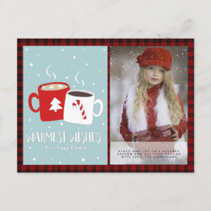 Carte Postale Buffalo Plaid Photo Noël Nouvel An Folkart Hot Coc