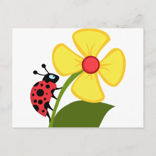 Carte Postale Bug dame sur Fleur Jaune