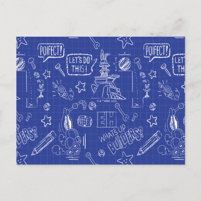 Carte Postale BUGS BUNNY BUILDERS™| Motif de plan de croquis (Devant)