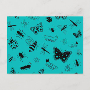 Carte Postale Bugs et papillons vectoriels mignons (Arrière - pl