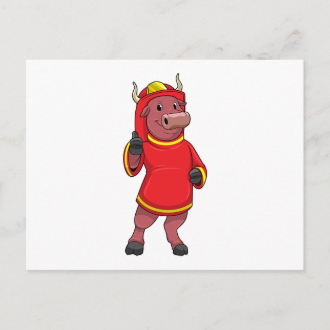 Carte Postale Bull en tant que pompier avec casque (Devant)