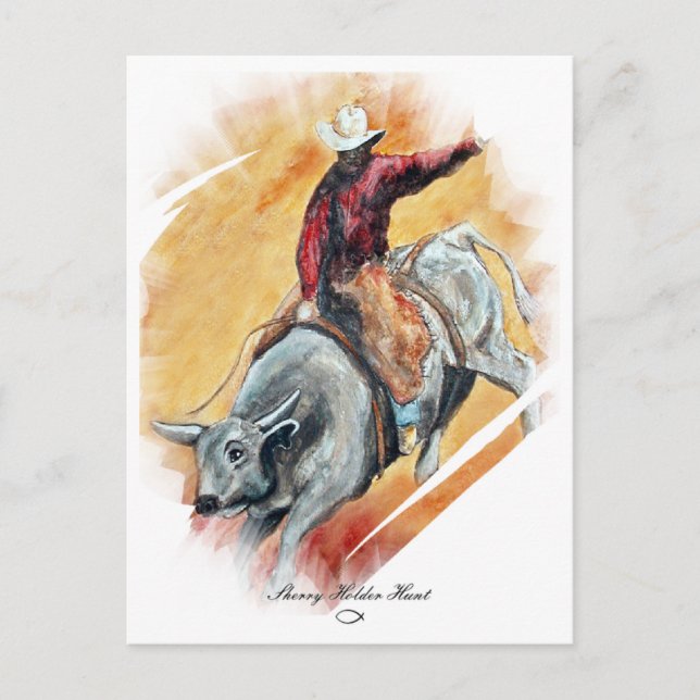 CARTE POSTALE BULL ET RIDER (Devant)