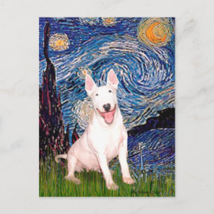 Carte Postale Bull Terrier 4 - Nuit étoilée (Vert)
