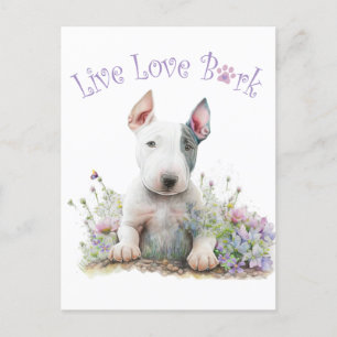 Carte Postale Bull Terrier Chien Maman Florale