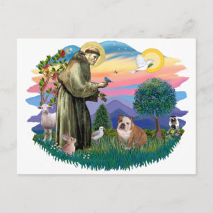 Carte Postale Bulldog anglais (brun-blanc)