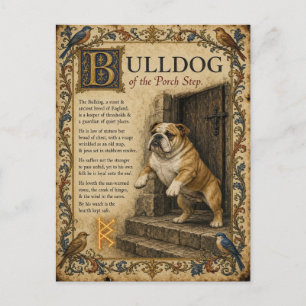 Carte Postale Bulldog, Art du Bestiaire Médiéval