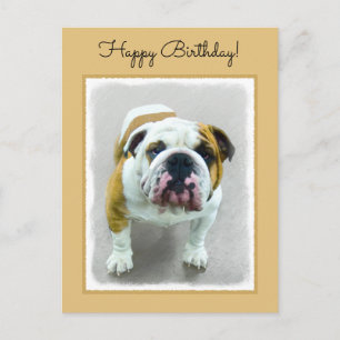 Carte Postale Bulldog Painting - Joli art original chien