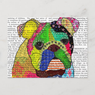 Carte Postale Bulldog Patchwork