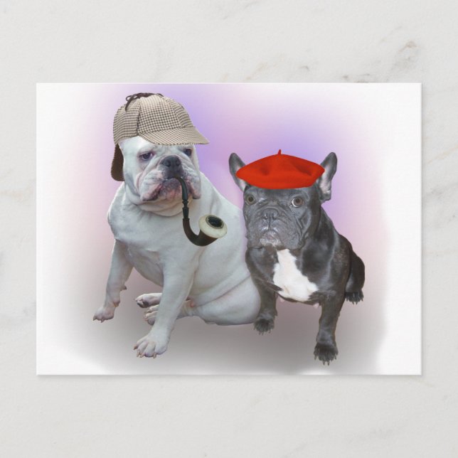Carte Postale bulldogs anglais et français (Devant)
