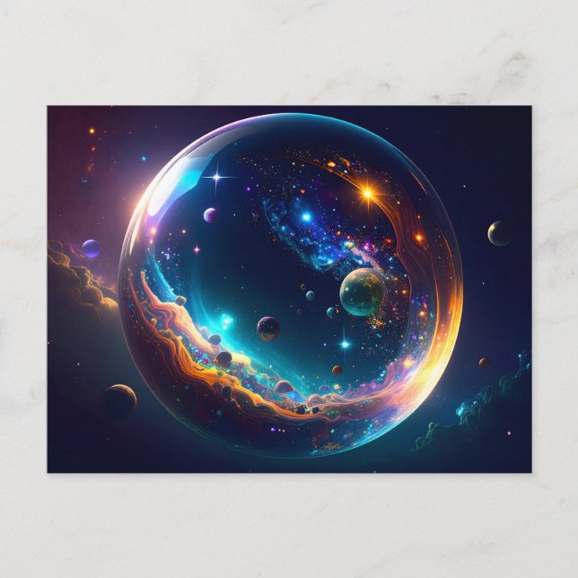 Carte Postale Bulle cosmique Galaxie Imaginaire Art (Devant)