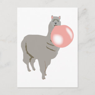 Carte Postale Bulle de gomme Llama soufflant bulle