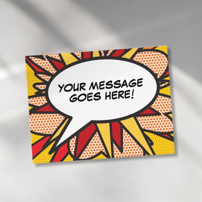 Carte Postale Bulle de Texte Personnalisée Amusante Bande Dessin (Personalized Speech Bubble Fun Retro Comic Book Postcard)