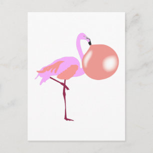 Carte Postale Bulle Flamant rose de gomme à bulle