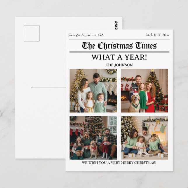 Carte Postale Bulletin de la famille du journal de Noël (Devant / Derrière)
