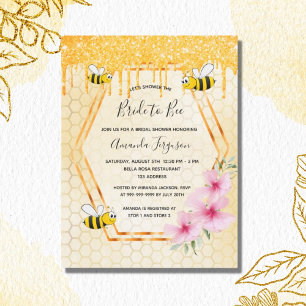 Carte Postale Bumble abeilles mariée à être l'invitation en or