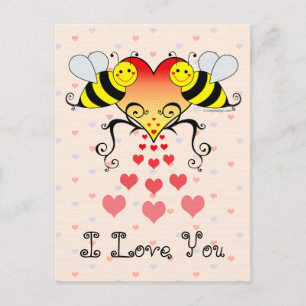Carte Postale Bumble Bees I Love You