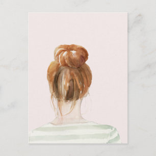 Carte Postale Bun de noeud à cheveux rouges