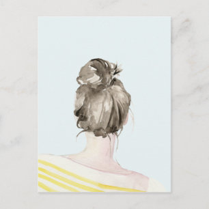Carte Postale Bun de noeud de cheveux Brown