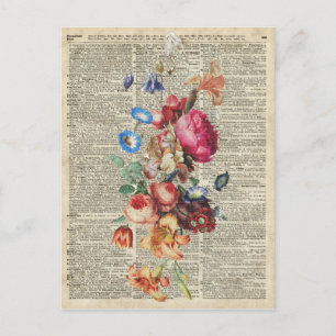 Carte Postale Bunch of Colorful Flowers On Dictionary Page