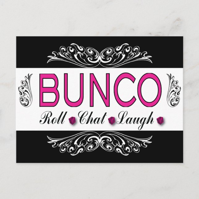 Carte Postale Bunco, Rouleau, Conversation, Rire en rose, noir e (Devant)