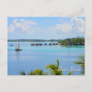 Carte Postale Bungalows et bateau à Bora Bora