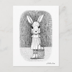 Carte Postale Bunny de Pâques déplaisant Monochrome Horreur Goth