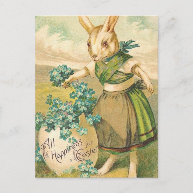 Carte postale Bunny de Pâques victorienne (Devant)