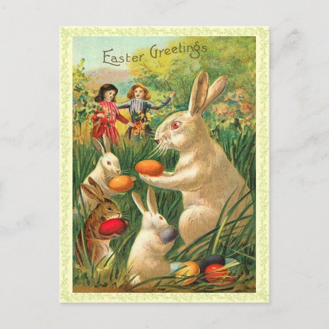 Carte postale Bunny Pâques vintage (Devant)