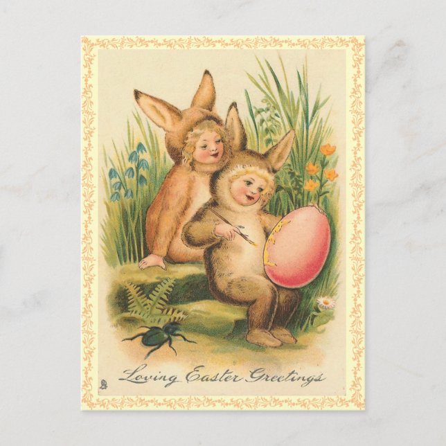Carte postale Bunny Pâques vintage (Devant)