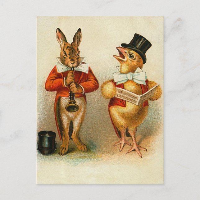 Carte postale Bunny Pâques vintage (Devant)