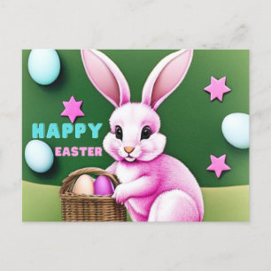 Carte Postale Bunny rose
