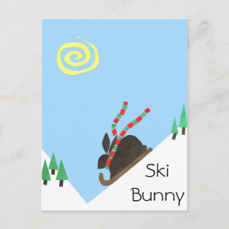 Carte Postale Bunny Ski