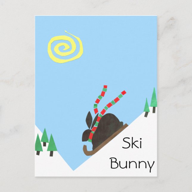Carte Postale Bunny Ski (Devant)