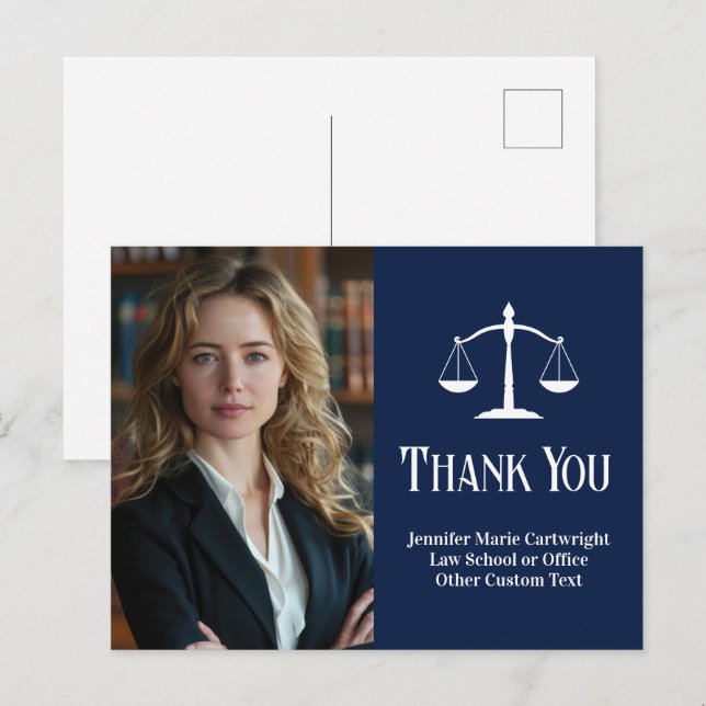 Carte Postale Bureau de droit bleu marine Loi sur mesure Avocat  (Devant / Derrière)