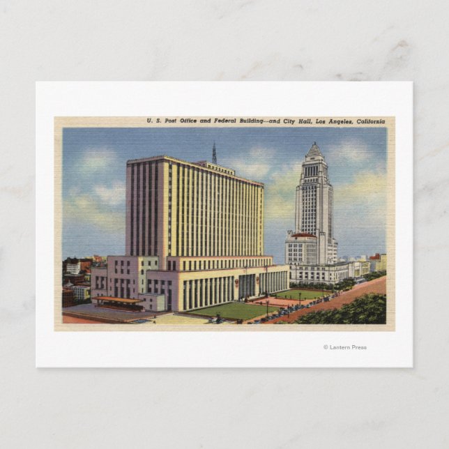 Carte Postale Bureau de poste des États-Unis, Hôtel de ville et  (Devant)