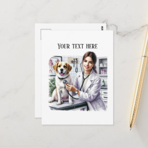Carte Postale Bureau de vétérinaire mignon personnalisable