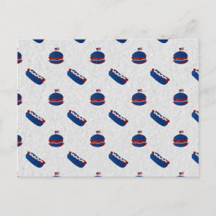 Carte Postale Burger et hot dog pailletés du 4 juillet