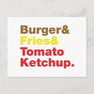Carte Postale Burger & Fries & Tomato Ketchup.