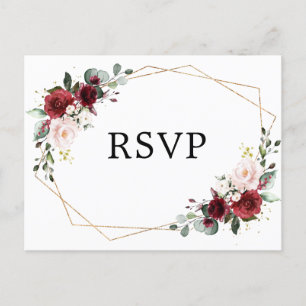 Carte Postale Burgundy Blush Floral Botanique Géométrique RSVP