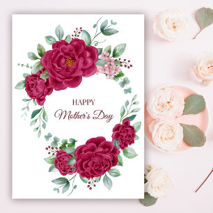 Carte Postale Burgundy Colour Peonies Bonne Fête des Mères