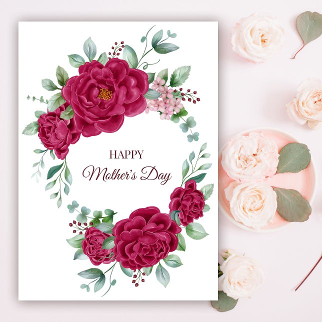 Carte Postale Burgundy Colour Peonies Bonne Fête des Mères (Créateur téléchargé)