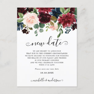 Carte Postale Burgundy Navy Blush Floral Modifier la date