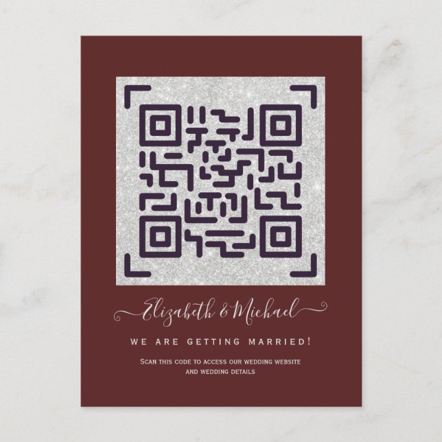 Carte Postale BURGUNDY QR SCANNING CODE Mariage Détails du site  (Devant)