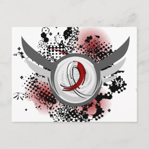 Carte Postale Burgundy White Ribbon Ailes tête cou cancer