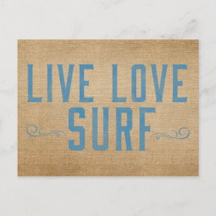 Carte Postale Burlap Live Love Surf