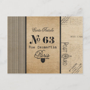 Carte Postale Burlap vintage Paris