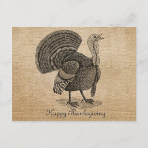 Carte postale Burlap Vintage Turquie Thanksgiving