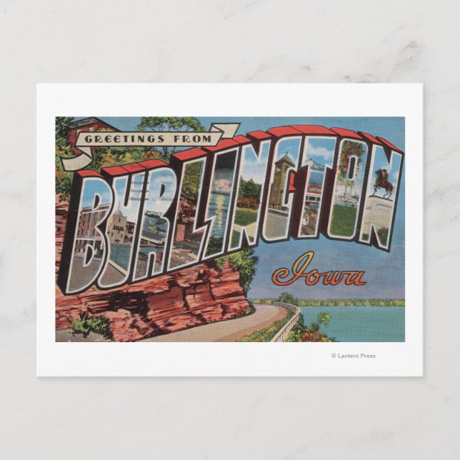 Carte Postale Burlington, Iowa - Scènes de grandes lettres (Devant)