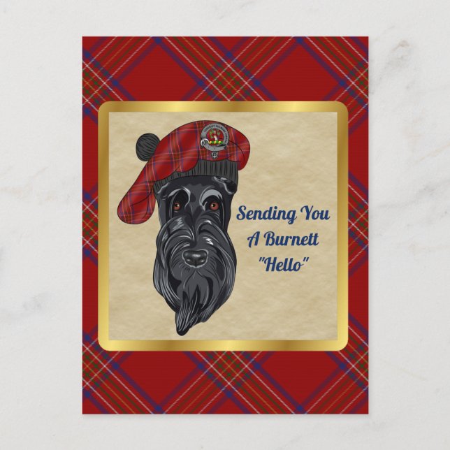 Carte postale Burnett Clan Badge & Tartan (Devant)
